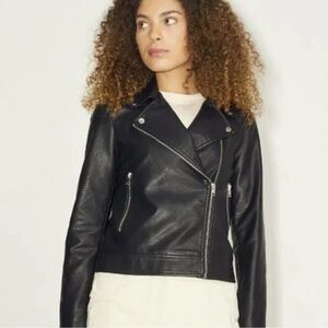 JJXX Black Faux Leather Biker Jacket